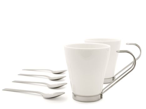 white modern cups and spoons