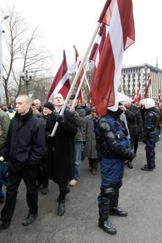 Latvian Nationalists with flags