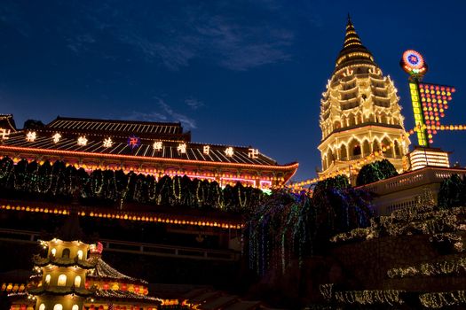 Temple Lighted Up for Chinese New Year 