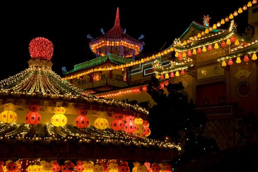 Temple Lighted Up for Chinese New Year 