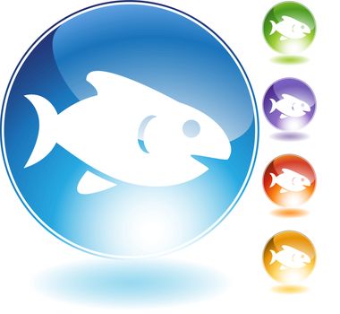 Fish crystal icon isolated on a white background.