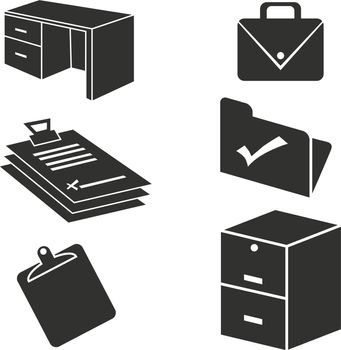 Set of 6 office supply icons.
