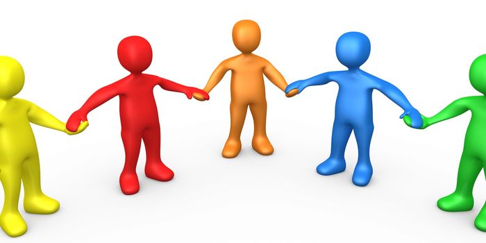 3d People Of Different Colors Holding Hands .