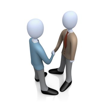 Illustration of two business people shaking hands .
