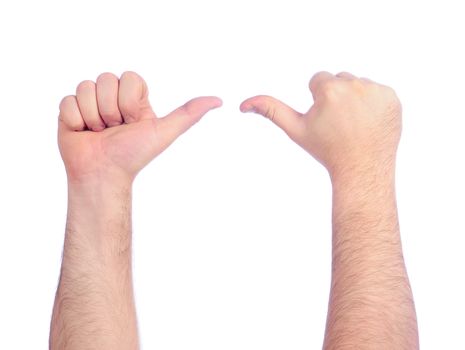 Male hands counting. Good or bad