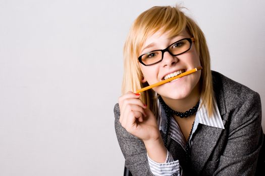  young businesswoman with pencil 