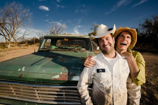 Couple with a Pickup Truck