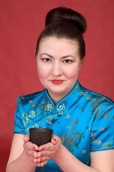 Japanese girl with teacup