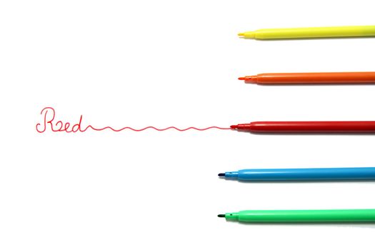 colored pencils ans pens