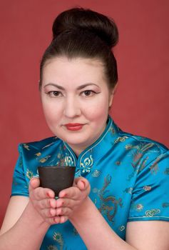 Japanese girl with teacup
