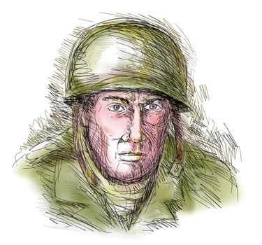 Portrait gritty World war two soldier