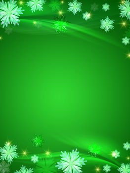 crystal snowflakes green background