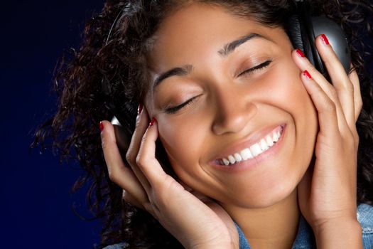Headphones woman listening to music