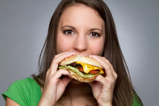 Girl Eating Hamburger