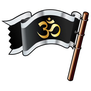 Hindu Om on pirate flag vector
