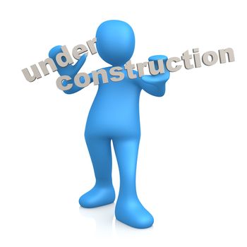 3d person holding the text "Under Construction".