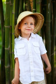 Boy in safari hat
