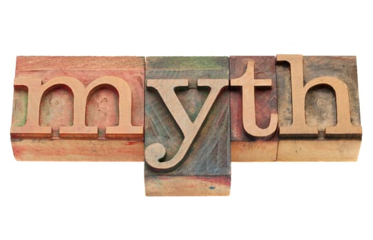 myth in letterpress type