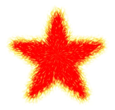 Fiery star isolated in white
