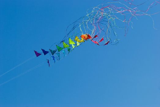 Stacks of stunt kites crashing