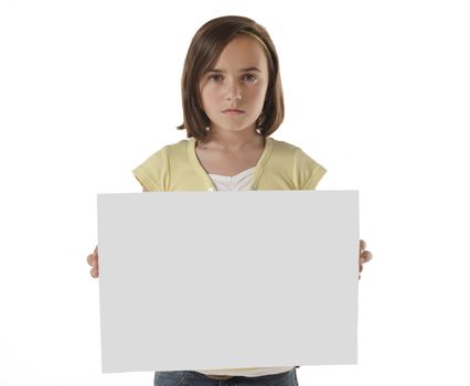 Girl holding blank board