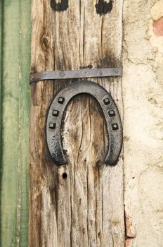 horseshoe on wood