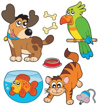 Cartoon pets collection - vector illustration.
