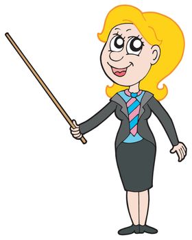 Smiling businesswoman with pointer