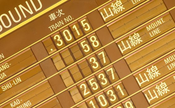 departure timetable of train in Taiwan