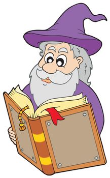Wizard reading magic book