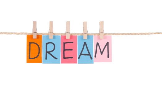 Dream, Wooden peg  and colorful words