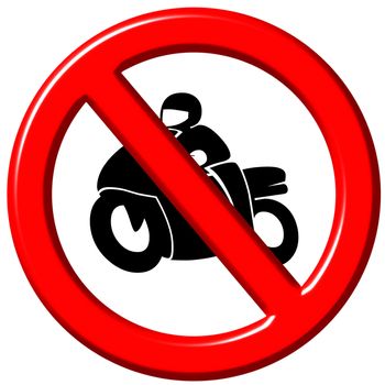 No motorbikes 3d sign isolated in white