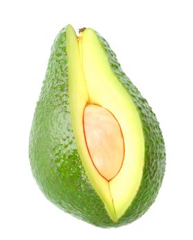 Single green ripe avocado
