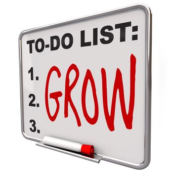 To-Do List - Grow Word on Dry Erase Board