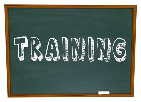 Training Word on Chalkboard - Get Trained in New Skills