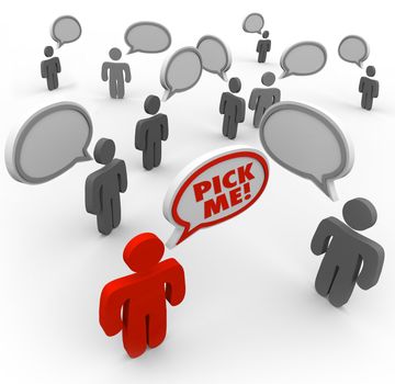 Pick Me - One Person Stands out as Best Choice in Crowd