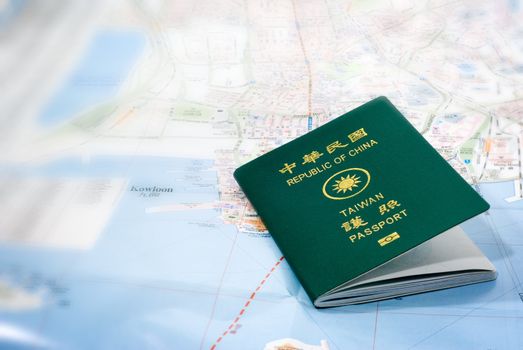 taiwan passport on a map
