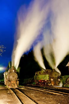 steam locomotives at night, Oskova, Bosnia and Hercegovina