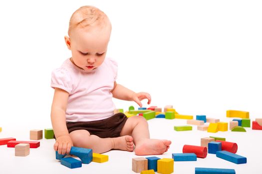 Girl playing with blocks