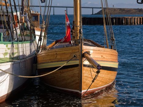 Old vintage wooden sail boat