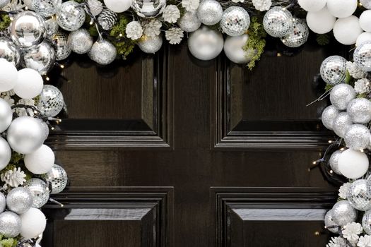 Christmas decorated door