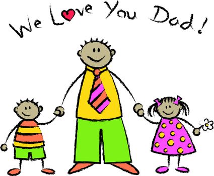 "We Love You Dad" tan skin tone family (vector)