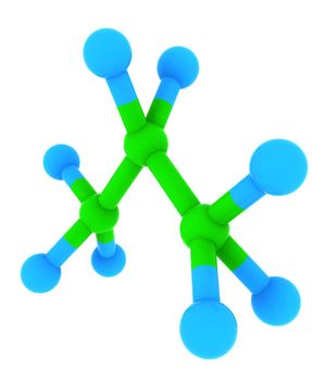 Isolated 3d model of propane - C3H8 molecule
