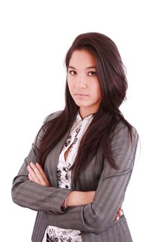 confident business executive woman of Asian, half length closeup