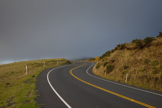 Curvy road on hillside