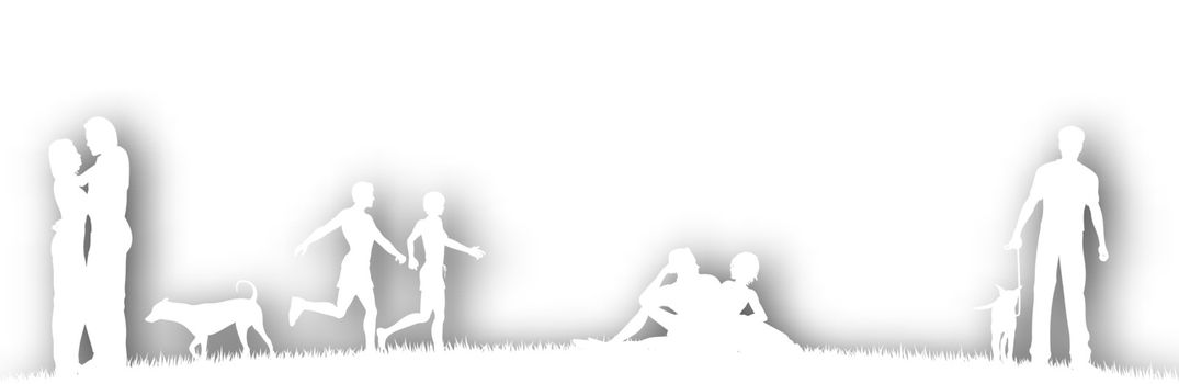Editable vector cutout of people in a parks with background shadow made using a gradient mesh