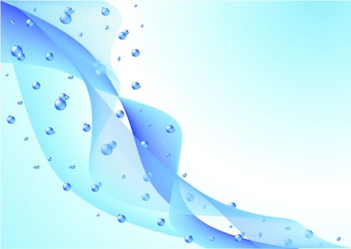 abstract blue background as waves with water drops vector