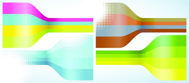 Set of four multicolor lines abstract background