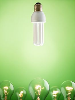 closeup of fluorescent light bulb