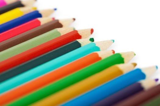 A set of colored pencils isolated on a white background